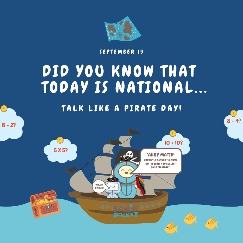 Did you know that today is National Talk Like a Pirate Day?

Arrr-you ready to find some treasure? Aye? We thought so! Captain Sonik won't let us near his treasure until we've answered the sums correctly! Can you help us? ☠️

#sonikpocket #education #nationaltalklikeapirateday