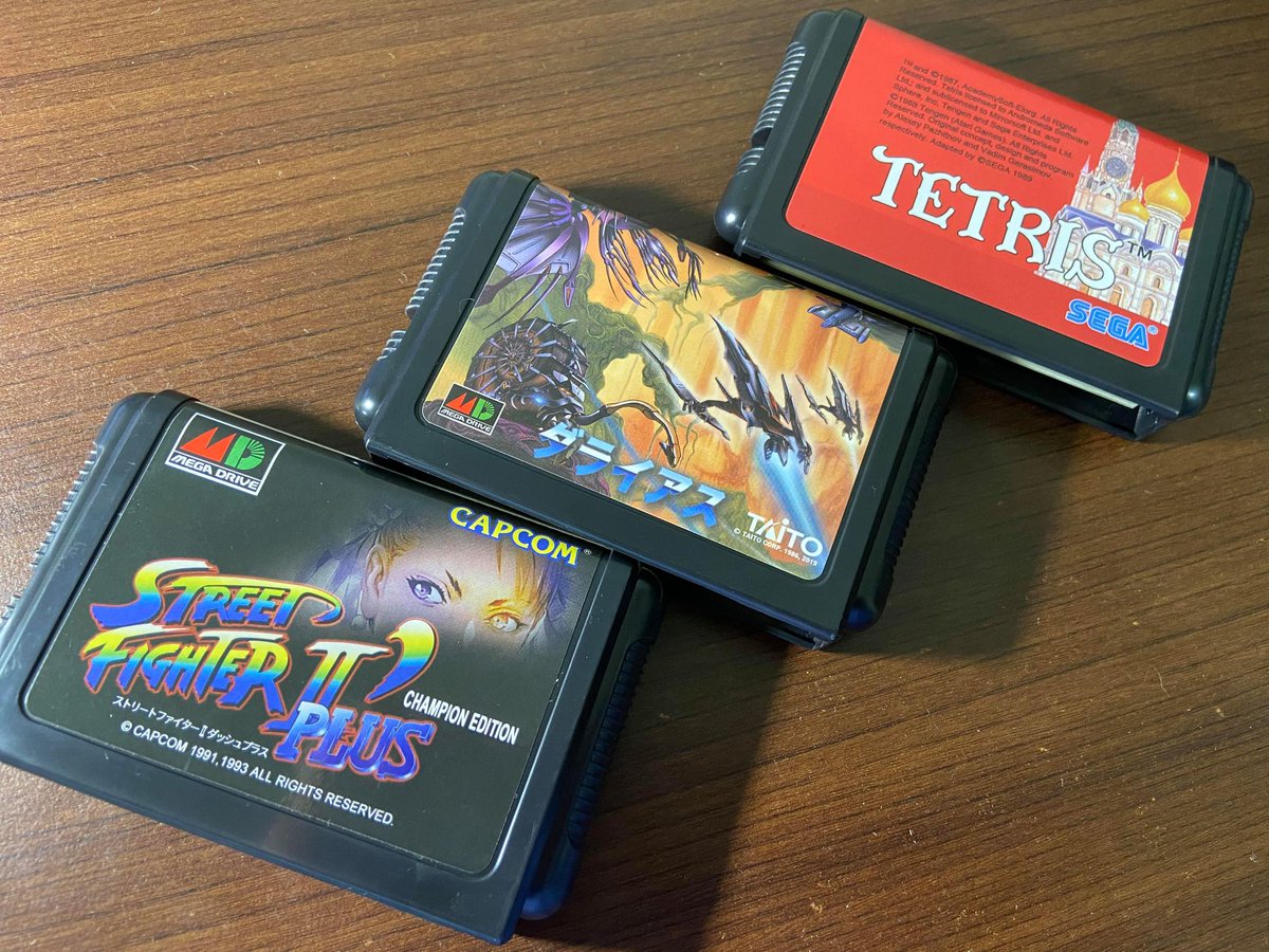 black16bit's tweet photo. 真実の世界に見られなかった #メガドライブ カセット @RgRDevが自作したカセットです。
#RetroGaming #retrogamer #segagensis #Genesis #megadrive #Tetris #dairus #StreetFighter #テトリス #ダライアス #ストリートファイター #メガドライブミニ https://t.co/km6LqPNjSg