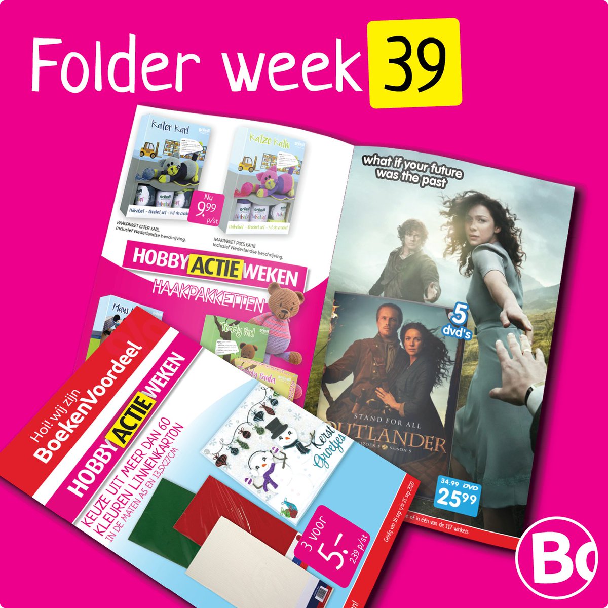 Bekijk de folder van week 39 op onze website. 

Deze week: de leukste haakpakketten, linnenkarton, cotton quick uni garen 3 voor 5 euro, Outlander Seizoen 5 en meer!

Bekijk hem hier: ow.ly/2JRi50BuQpJ