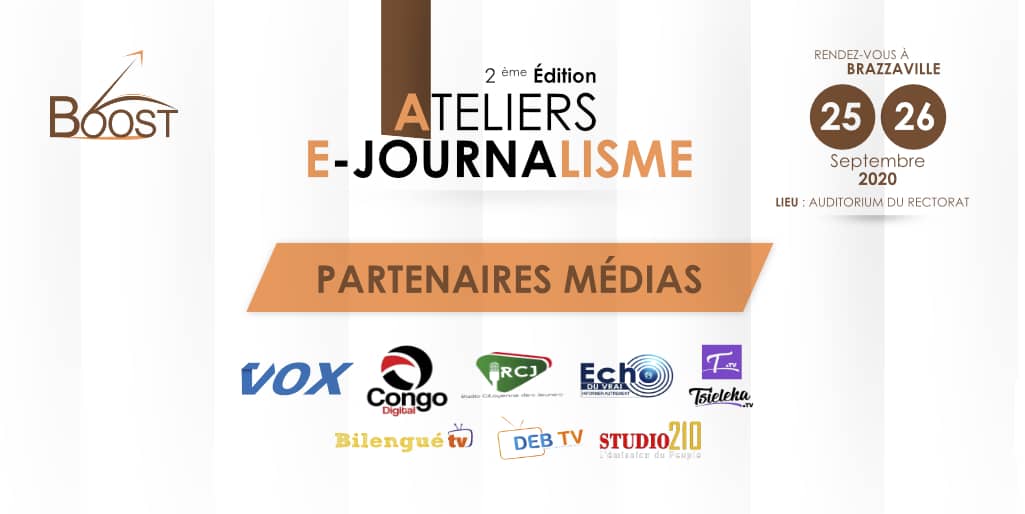 BoostPlateforme's tweet photo. Ils s'engagent à nos côtés pour faire écho de la 2e édition des Ateliers #ejournalisme. 

Rejoignez la liste de nos partenaires médias. 
@voxcongo, @congodigital @Studio210_Tv @TsielekaM @DEB_Infos https://t.co/9brBXCHSwa