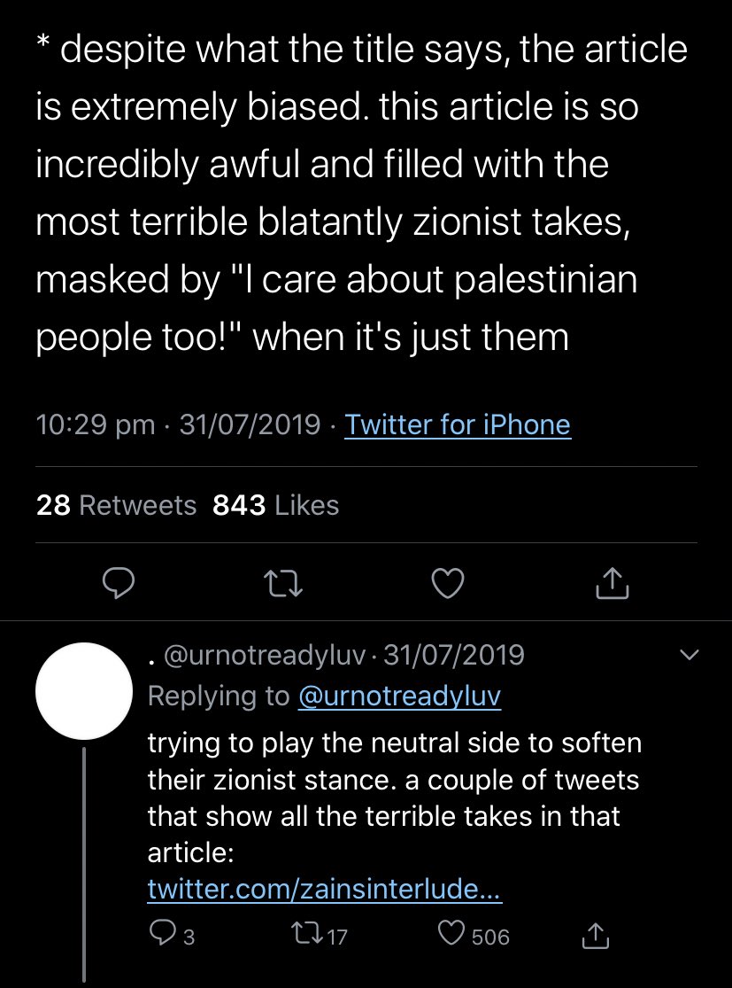 Harry following a biased Pro-isreal writer. Also indicates that he is full aware of the conflict and still chose to show support to Israel. So this isn't just a case of him being "unaware" or "uneducated" or "young".Link to article:  https://m.huffingtonpost.co.uk/lliana-bird/why-im-proisraeli-and-pro-palestinian_b_5592220.html?guccounter=1