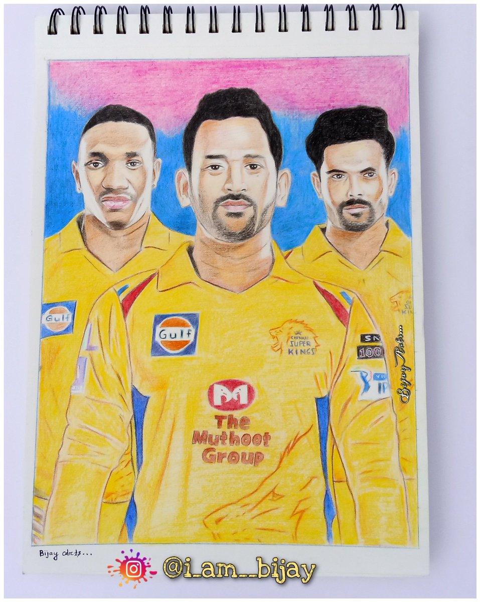 Csk Logo With Dhoni Drawing