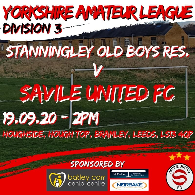 It's a double header this weekend with both our sides in action - starting with our openage side today 👇🏽 MATCHDAY 3 ⚽️ 📆 19.09.20 🏆 @OfficialYAL Division 3 🆚️ @FcStanningley Reserves 📍 Houghside, Hough Top, Bramley, Leeds, LS13 4QP ⌚️ 2PM #SUFC 🇮🇩
