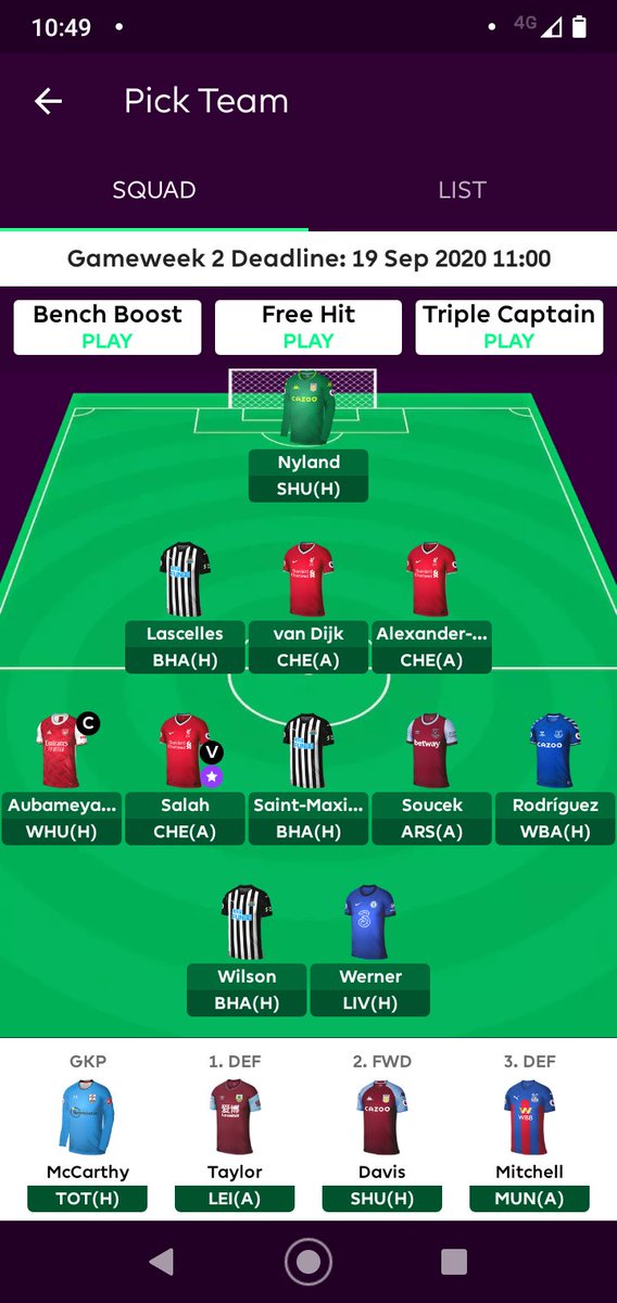Been enjoying some fpl podcasts this week and listening to peoples thoughts and opinions. Thought I would share my team for this week and some of my thought process. So here is my GW2 team: