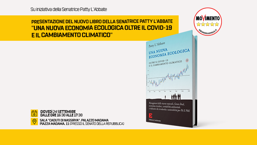 Giovedì presenterò il mio libro "𝗨𝗻𝗮 𝗻𝘂𝗼𝘃𝗮 𝗲𝗰𝗼𝗻𝗼𝗺𝗶𝗮 𝗲𝗰𝗼𝗹𝗼𝗴𝗶𝗰𝗮" in Senato con il ministro dell'Ambiente Sergio Costa, il sottosegretario <a href="/SBuffagni/">Stefano Buffagni</a> ed il capogruppo #M5S  Gianluca Perilli. Modererà <a href="/ManuelaPerrone/">Manuela Perrone</a>.

@SergioCosta_min 
<a href="/PerilliM5Senato/">Gianluca Perilli</a>