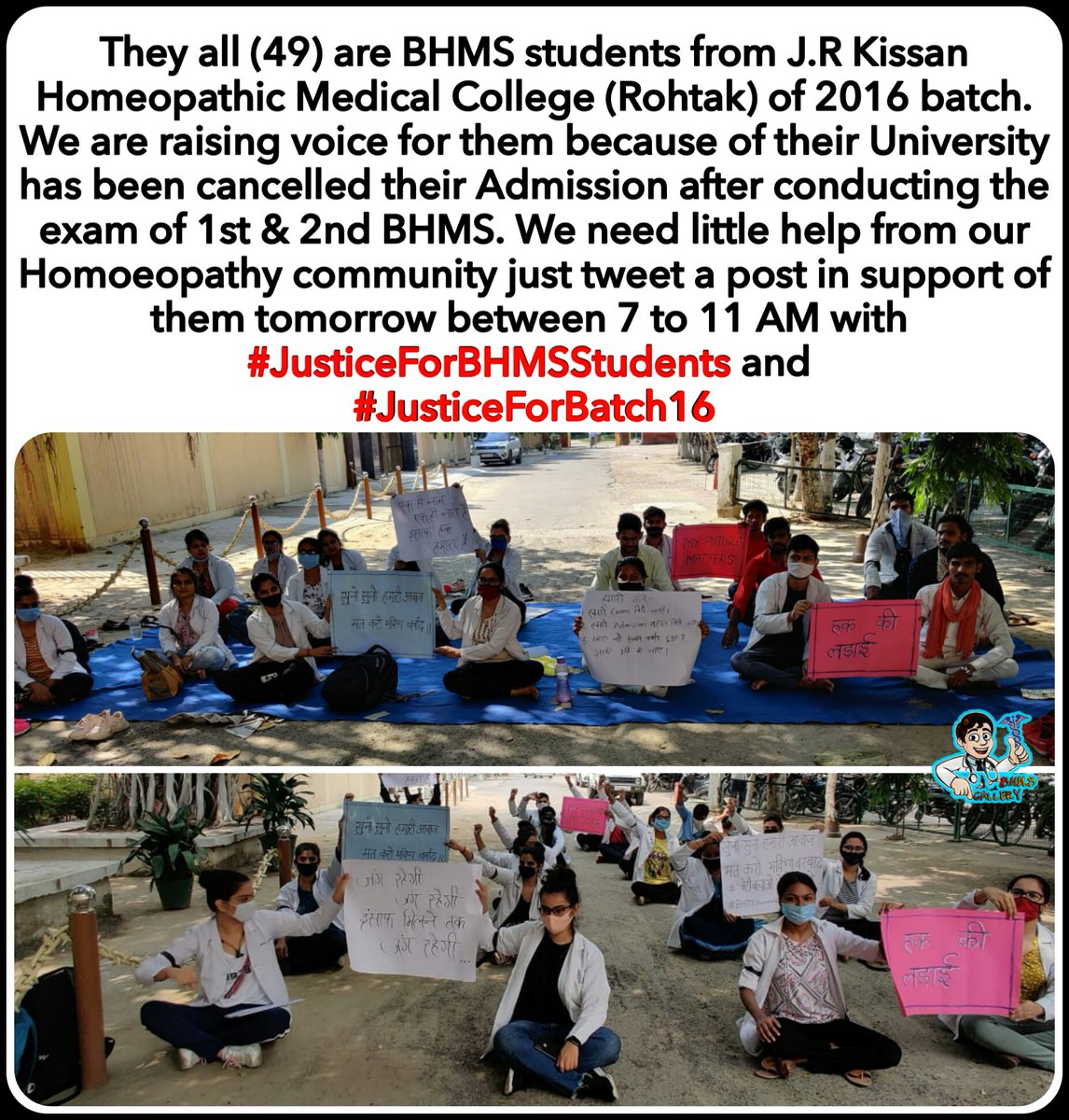 ArushiMaheshwa5's tweet photo. Alarming disappointment presented by skilled brains #justiceforBHMSstudents2016 
#justiceforBHMSstudents 
#JusticeForBatch16 
@PMOIndia
@Maha_MEDD 
@EduMinOfIndia 
@cmohry 
@BBBatra 
@HaryanaAbvp 
@moayush https://t.co/TFA2eQnwLL