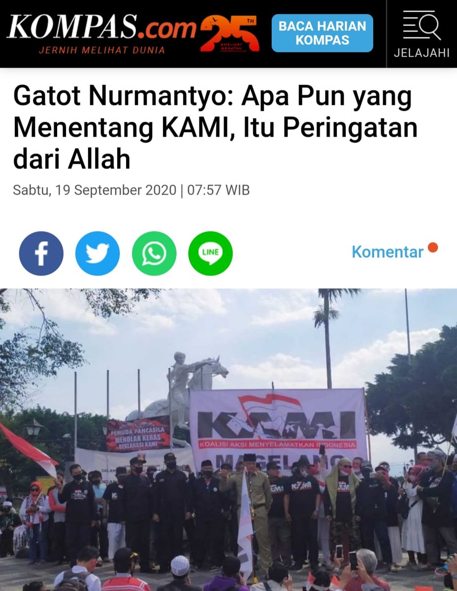 gadisresidu_b3's tweet image. Apa yang dikatakan Gatot Nurmantyo, bahwa apa pun yang menentang KAMI, itu peringatan dari Allah. Bila demikian halnya, Allah memang selalu benar bahwa Allah itu Maha Segalanya, dan karenanya Allah mengingatkan banyak kota untuk menolak deklarasi.
#Preeet #GagalTotal
