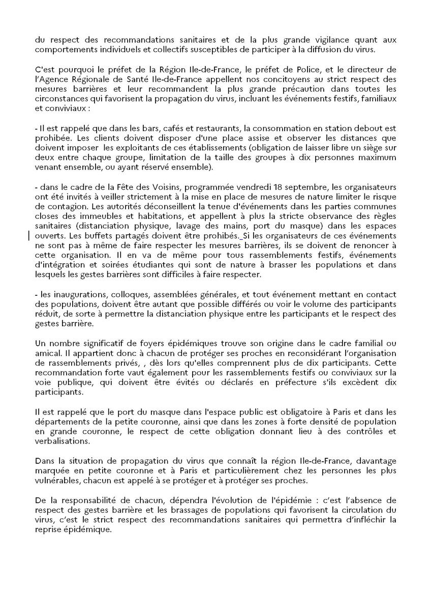 phab117's tweet image. Voici un communiqué de l&apos;Agence Régionale de Santé publié hier conjointement avec la Préfecture D&apos;île de France.
Cela permet de mesurer la situation sanitaire actuelle et les prises de risques en toute conscience. 
A bon entendeur.