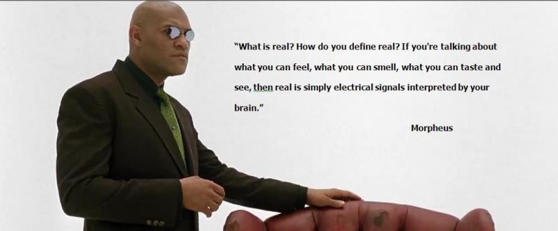 “What is real? How do you define real? If you’re talking about what you can feel, what you can smell, what you can taste and see, then real is simply electrical signals interpreted by your brain.”BINGO. We only experience a mental interpretation of reality, not actual reality.