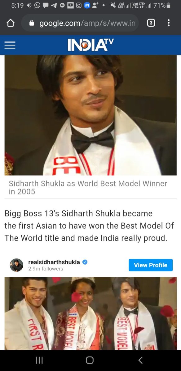 In 2005,  @sidharth_shukla represented India at the "WORLD'S BEST MODEL CONTEST" held in Turkey, and became the "FIRST INDIAN", as well as the "FIRST ASIAN", to win the title beating 40 contestants from across Asia, Latin America, and Europe!!Its not everyone's cup of tea!!4/n