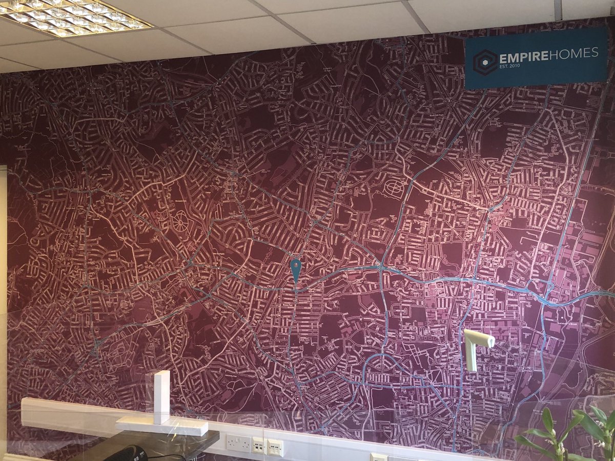 PerryGowler's tweet photo. Installed a map wallpaper at Empire Homes today.  Thanks to Kat @Wallpapered for the recommendation 🙏 . Great product.   #PalmersGreen. https://t.co/v10hh5l0OO
