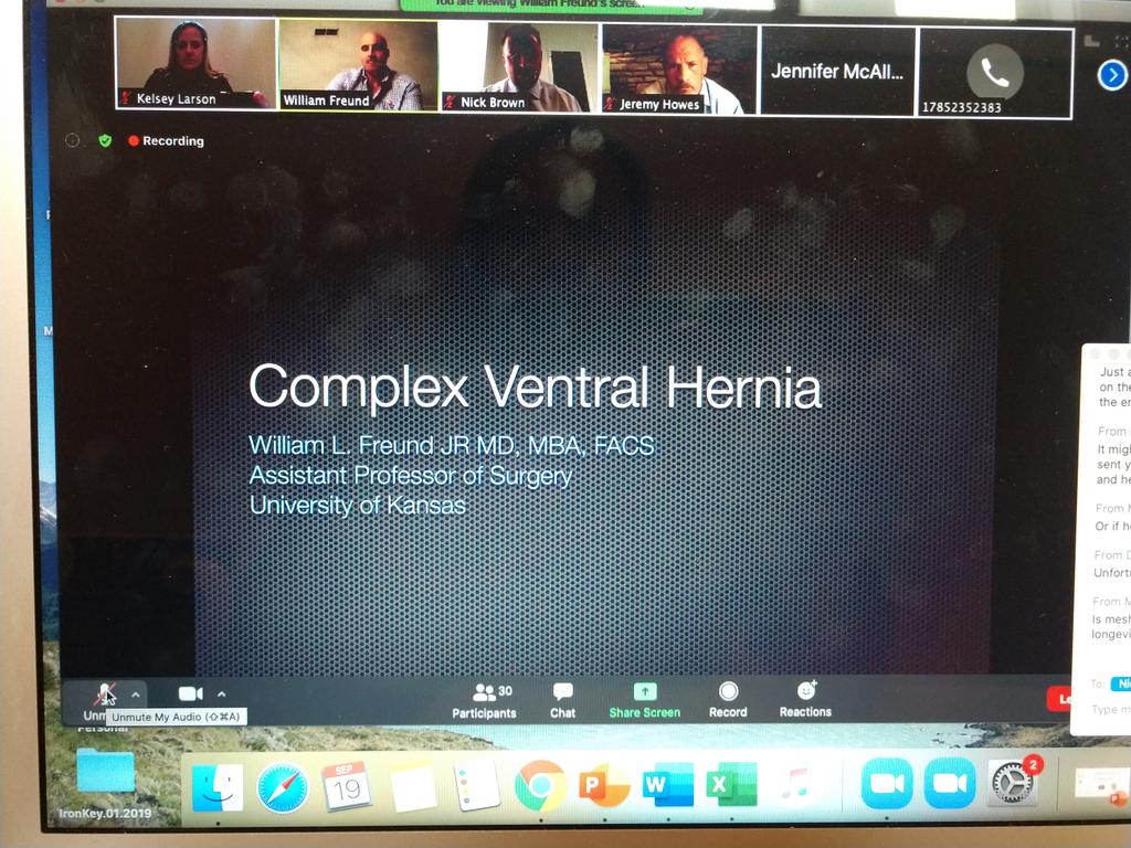 Kicking off the 1st ever <a href="/KsSurgeons/">KS College of Surgeons</a> #virtualmeeting with #herniapanel discussion!  <a href="/KU_Surgery/">KU Dept. of Surgery</a> <a href="/KUSMW_Surgery/">KU Wichita Surgery</a>