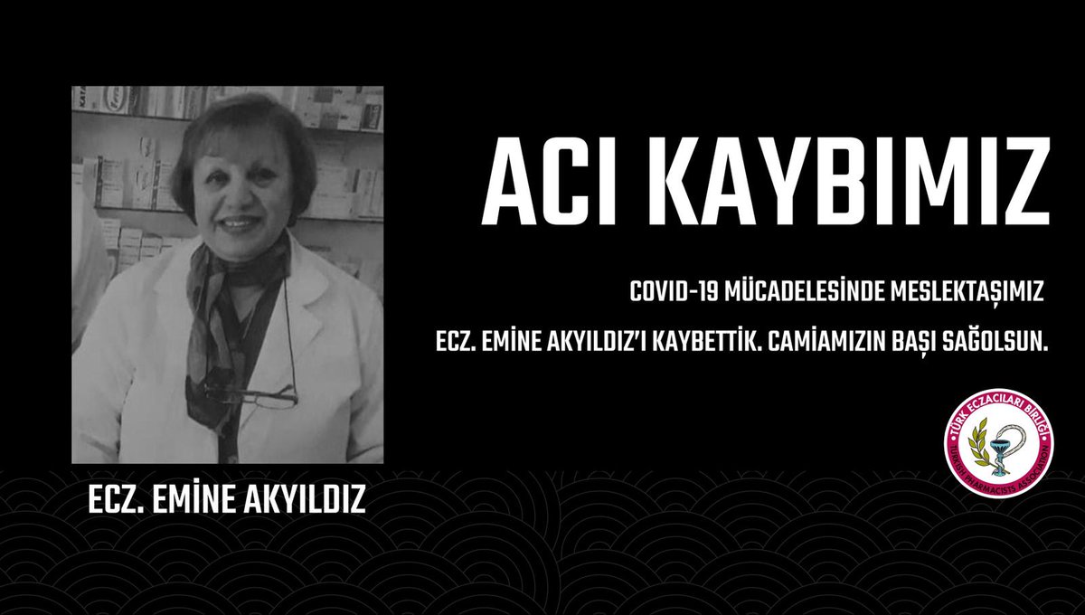 tebkurumsal's tweet photo. Diyarbakır’da hizmet veren Merih Eczanesi sahibi Ecz. Emine Akyıldız’ı COVID-19 mücadelesinde kaybettik. Ailesinin ve sağlık camiasının başı sağ olsun. https://t.co/nGPZ5ddlii