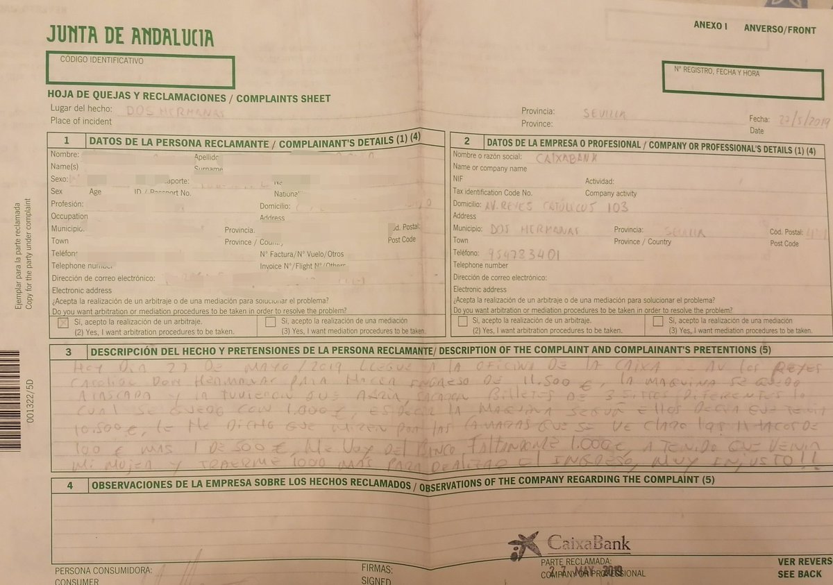 MTORO66972712's tweet photo. @caixabank LA CAIXA ME ESTAFO
Me remontó al 27/ Mayo/ 2019. RESUMO
1.VOY CAIXA
2.INGRESO EN VENTANILLA DINERO
https://t.co/M95RmQkZA8 ATASCA LA MÁQUINA DE CONTAR DINERO
4. SACAN BILLETES ATASCADOS ARRUGADOS
5. FALTAN 1000€ QUE SE QUEDAN DENTRO
6. ME JODO HASTA HOY
COMPARTIR!! https://t.co/F7cV18CdAb