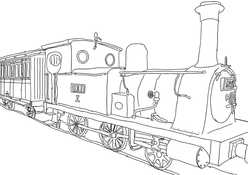 黎明鉄道広報課 今日のイラスト練習 加悦sl広場に行った際の写真を利用して 形を描きました 今回からは色なしも行きます