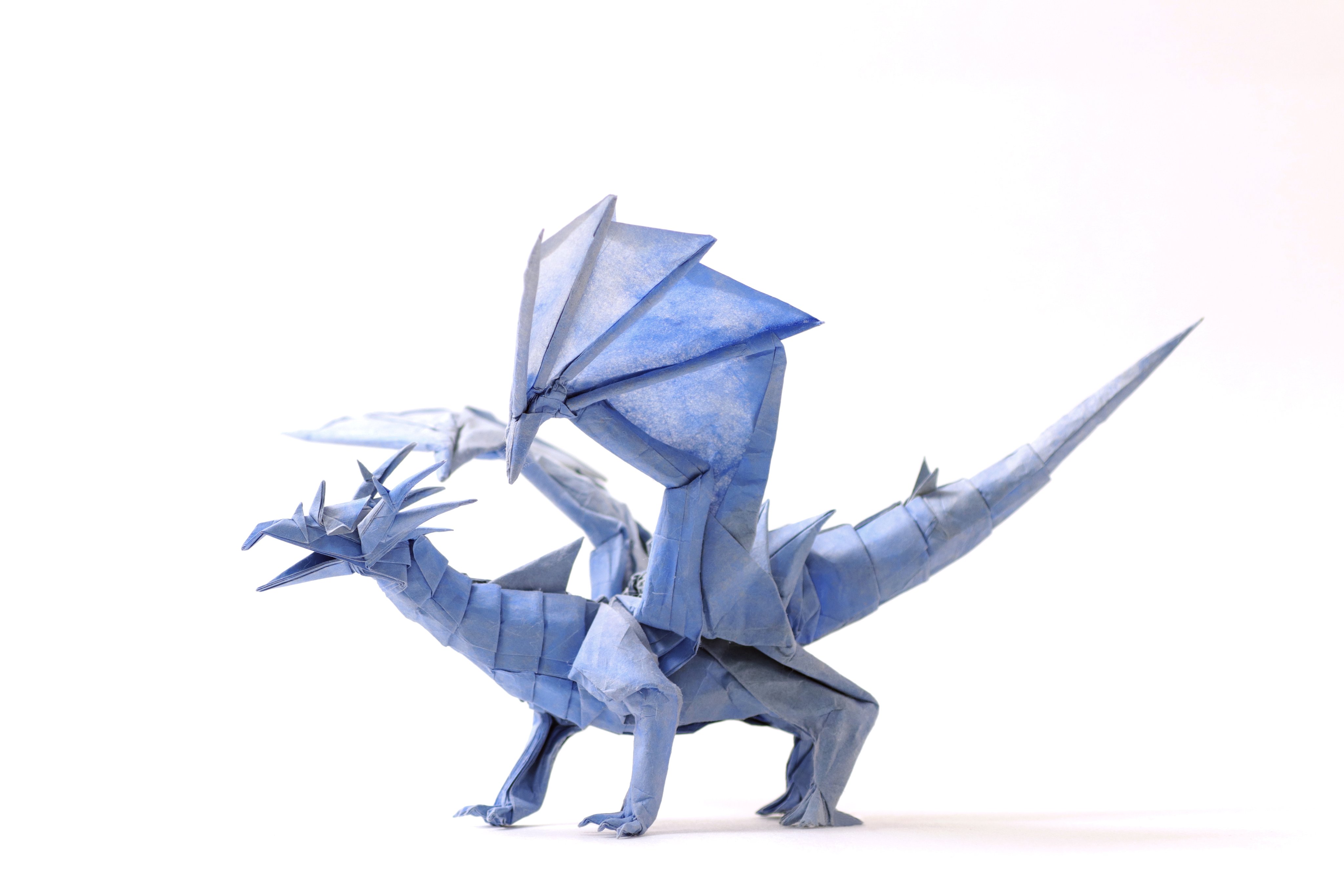 有澤悠河 Arisawayuga アスールドラゴン Azul Dragon 創作 折り 有澤悠河 紙 Fo 01 4匁 岩絵の具着色 紙サイズ 62 5cm 62 5cm 不切正方形一枚折り 随所にこだわりを込めて仕上げたバージョン 清爽な小型の ドラゴンをイメージしました