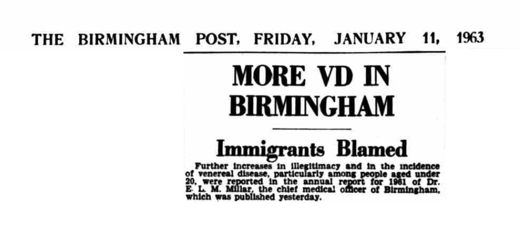 Hello. On Day 6 of  #SHW2020, we're looking at how politicians, civil servants, health authorities and the popular press all used  #sexualhealth to push a nationalist, anti-immigration agenda in postwar Britain.  #racism  #histSTM  #histsex  #STIs  #SexualHealthWeek