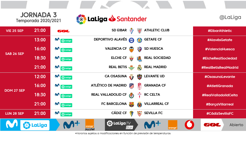 LaLiga vuelve poner partidos el y el lunes para la J3 - AS.com