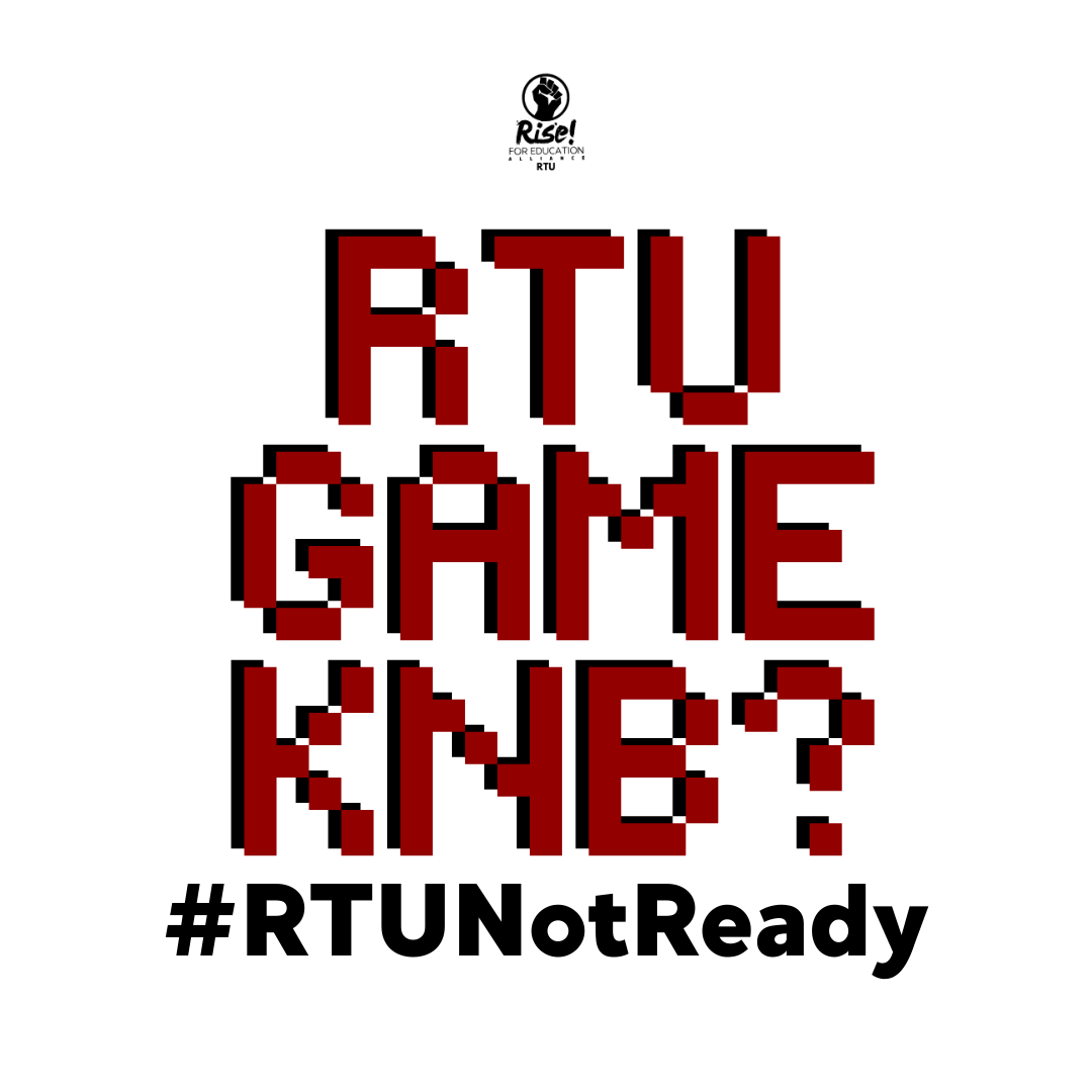 R4ERTU's tweet photo. Rizal Technological University, game ka na ba?

Bumaha ng reklamo mula sa mga estudyante ang pagbubukas ng klase ng RTU nang hindi handa. Pumasok sa Philippine Top Trends ang "#RTUNotReady" at nakaapak sa 8th spot ilang oras bago sumapit ng unang araw ng klase. https://t.co/MyIZyHYszs