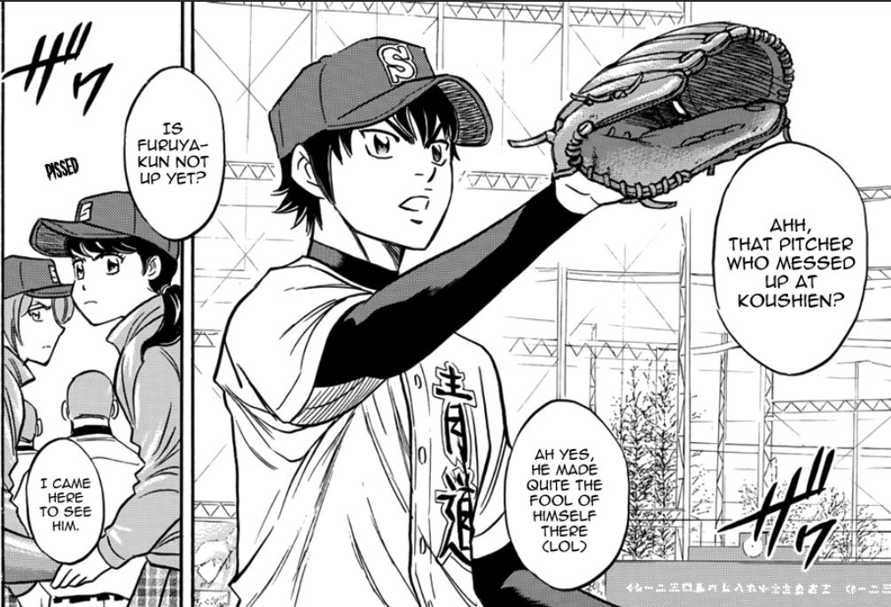 we talk abr how chris + miyuki are the most excited to see eijun shine but also like haruno really has been supporting eijun frm day 1 she wont stand for eijun slander haruno will throw another tire at the next person to slander eijun