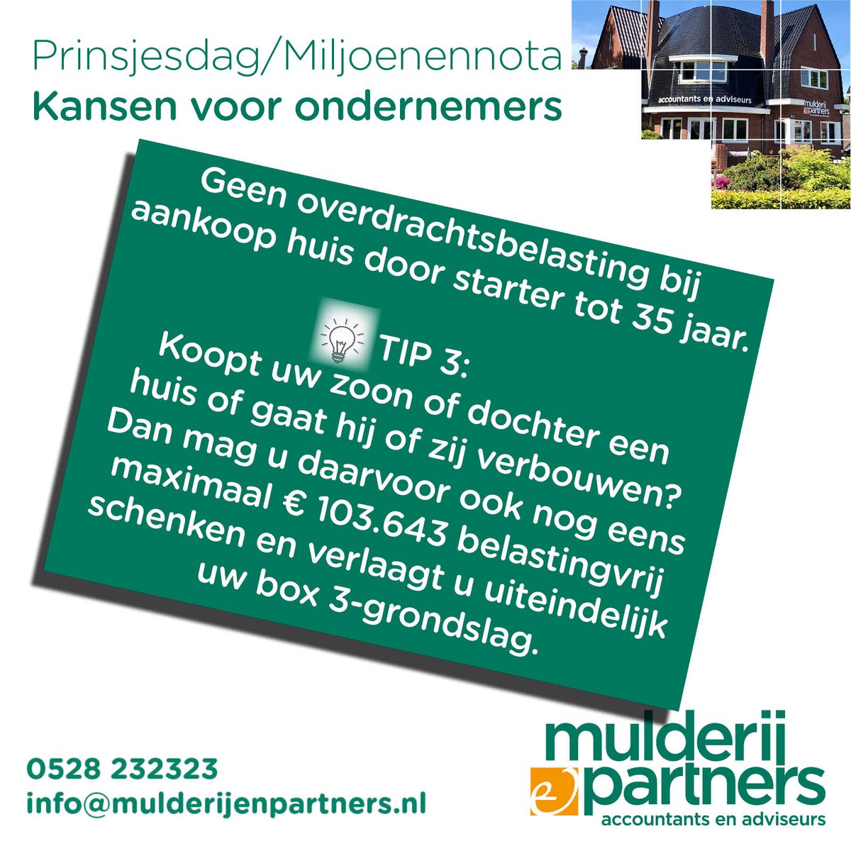𝕋𝕚𝕡 𝟛⁣!
Lees meer over de fiscale voorstellen en wijzigingen:
mulderijenpartners.nl/special-miljoe…