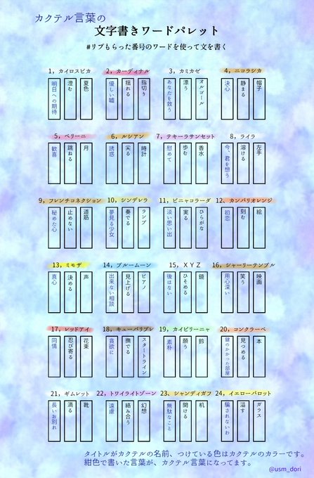 カクテル言葉のtwitterイラスト検索結果 古い順