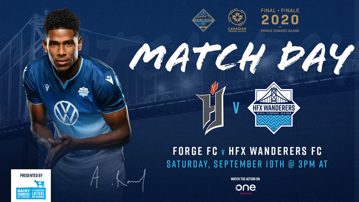 It’s Championship Final MATCH DAY!

🏟️: UPEI Alumni Place, Turf Field - Charlottetown, PEI
🆚: <a href="/ForgeFCHamilton/">Forge FC</a>
⏰: 3PM ADT
📺: <a href="/onesoccer/">OneSoccer</a> | <a href="/cbcsports/">CBC Sports</a>
➡️: hfxwanderersfc.canpl.ca/thecollective

#WeWanderTogether #IslandGames #CanPL