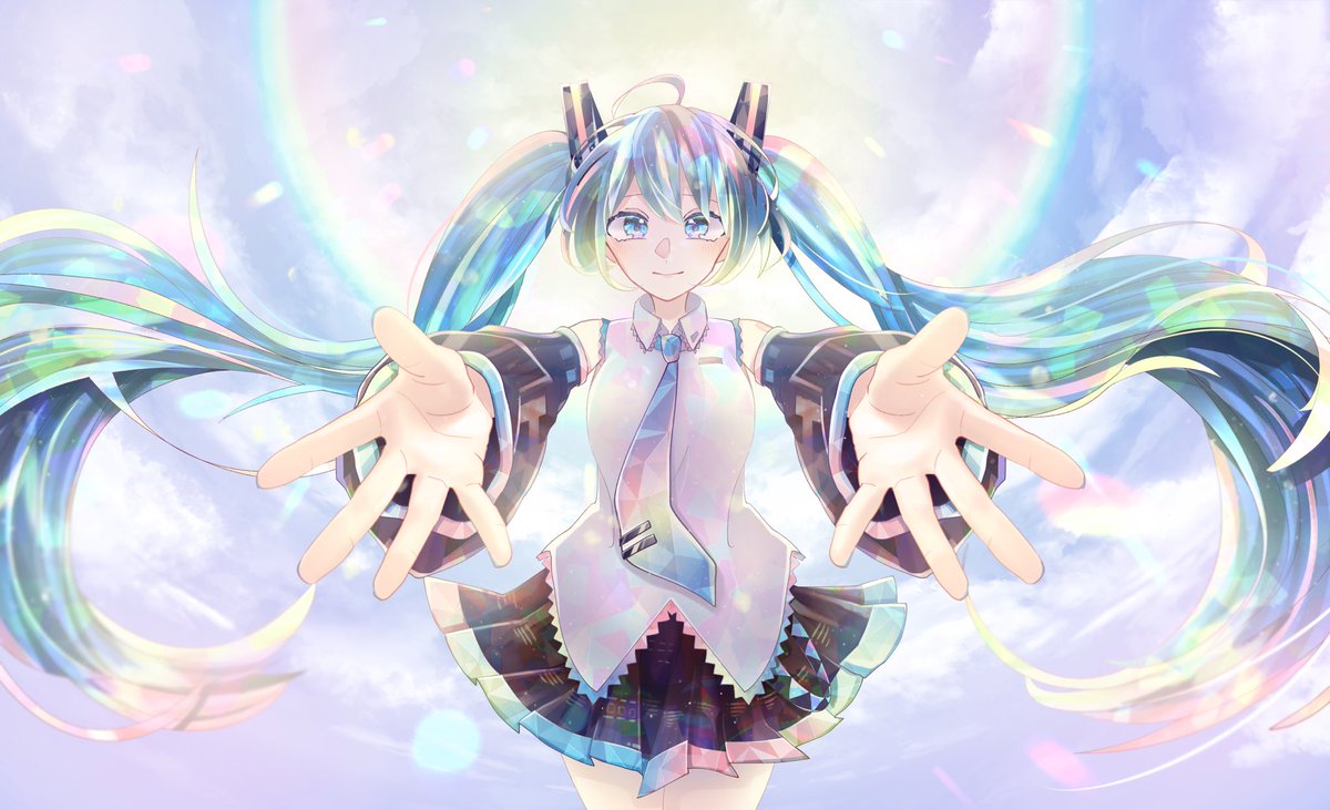 さささ در توییتر さささミク 髪やスカートとか水色部分は基本水色ピンクきいろの夢カラー 激カワ おしえてあなたの初音ミク