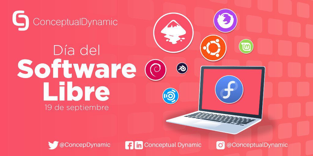 ConcepDynamic's tweet photo. #FelizSábado ¡Hoy es el tercer sábado de septiembre! Como cada año desde 2004 se celebra el Día del Software Libre #FreedomSoftwareDay
¿Cuál es tu sistema operativo libre preferido? https://t.co/LvROxdTToI