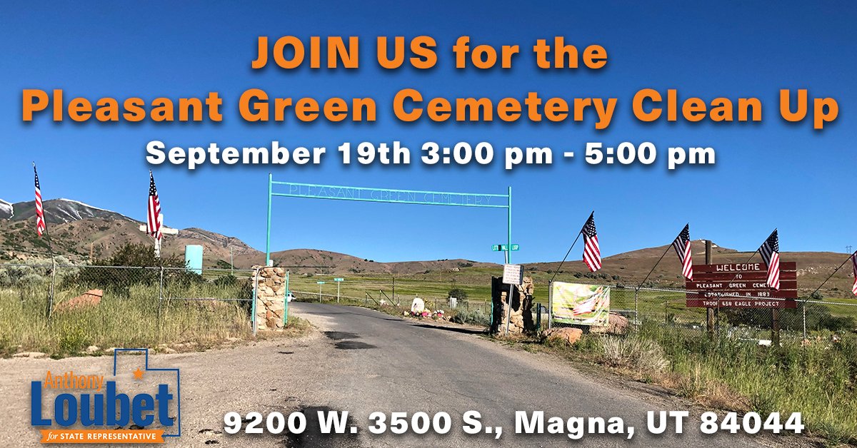Today is the day! My team and I are looking forward to seeing everyone at the Pleasant Gre Cemetery this morning. If you cannot be there, we encourage you to get out and do some good today for someone else. # #ALoubet22  #MagnaUT  #UTDistrict22  #KearnsUT  #CoppertonUT  #WVCUT