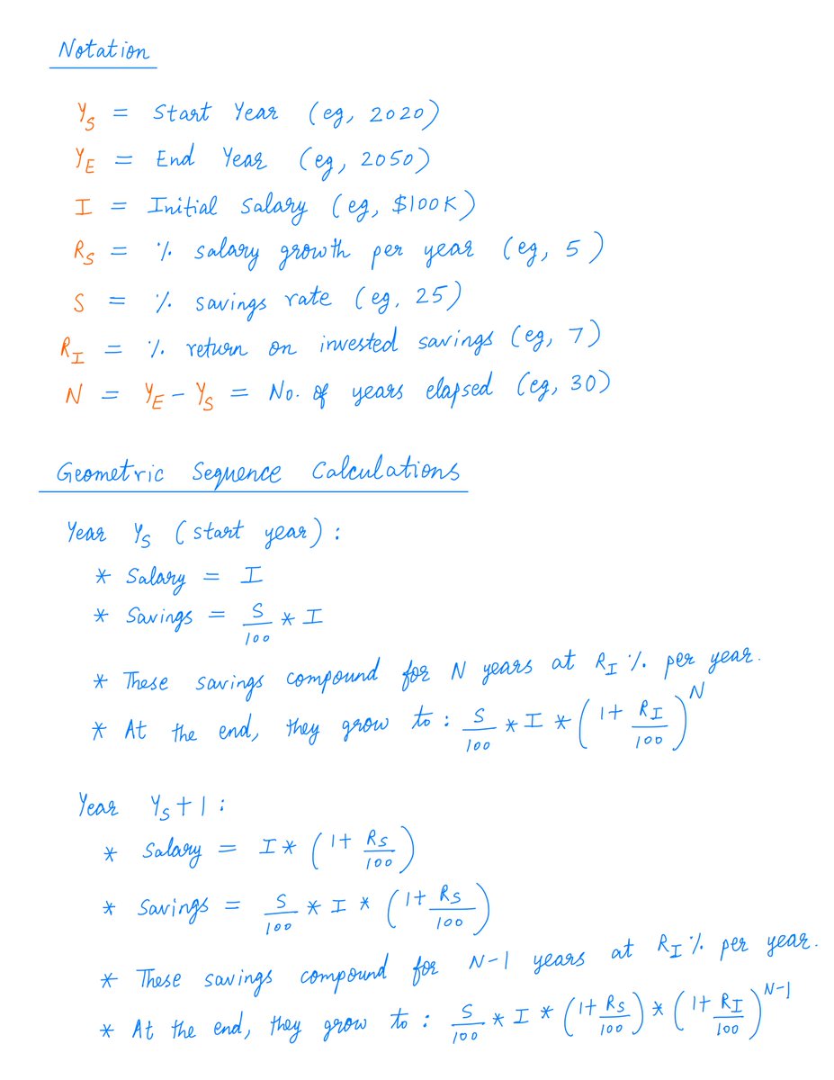 21/But knowing about geometric sequences is a powerful advantage.It can help us reduce these pages of simulations to a single formula.This way, we don't need to build a model or run simulations -- our formula will directly give us the 2050 end balance!Like so: