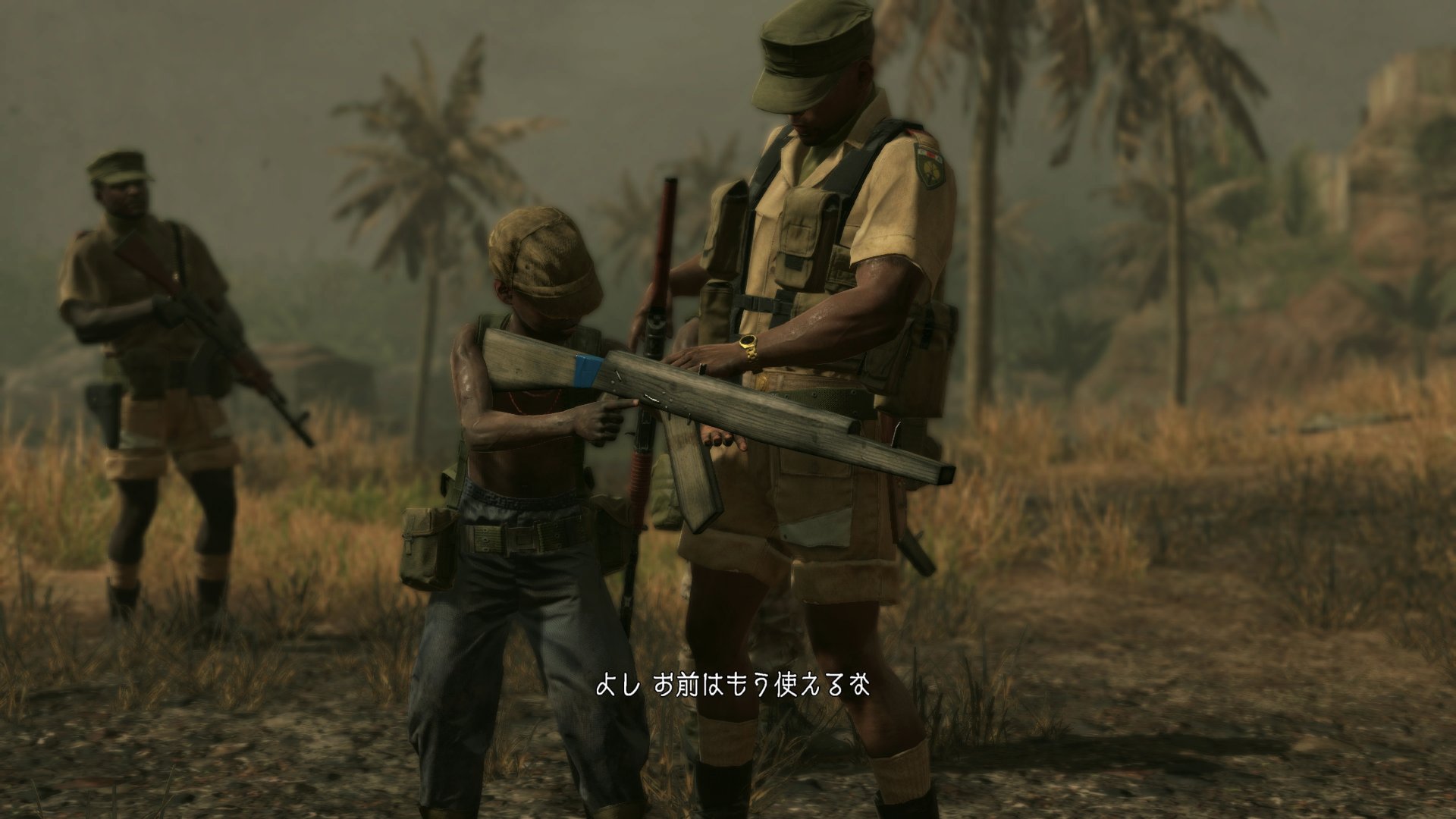 兵隊 Mgsv Tpp Ep13 漆黒の下 のマサ村落で近隣の村々から拉致してきた少年を少年兵として訓練させていたcfa兵の元締めであるガンスミスをsideopsで仲間にすることができるんですよね T Co Hred0jaq5d Twitter