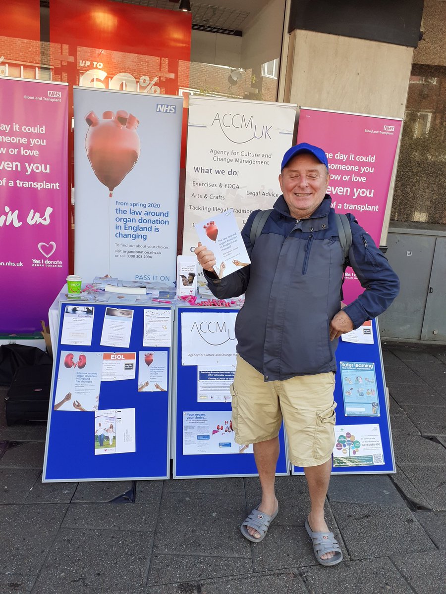 Accm uk will be holding a stall promoting Organ donation and  the change in the law, on saturday 19th of September from 10.00 am onwards  at Bedford town centre #nhsheroes #nhsbt #organdonation #savelives #covid2019
Thank you 
Please share