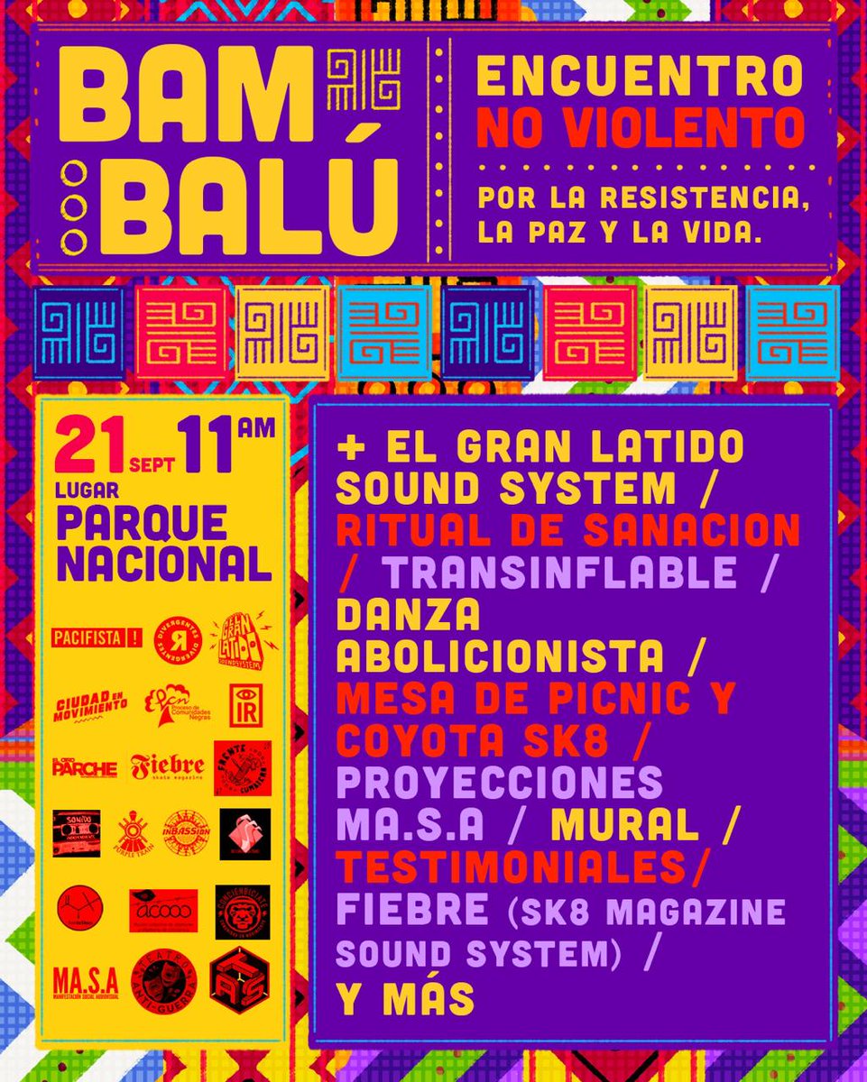 #ElPoderDelArte como agente de transformación. 'Encuentro no violento por la resistencia, la paz y la vida' este #21sPorLaPaz  desde las 11 a.m. en el Parque Nacional de <a href="/Bogota/">Alcaldía de Bogotá</a> 
#Bambalú

@sonido_independiente
@pcnproceso
<a href="/elgranlatido/">elgranlatidosoundsystem</a>
@pacifistacol
@fiebreskate_mag