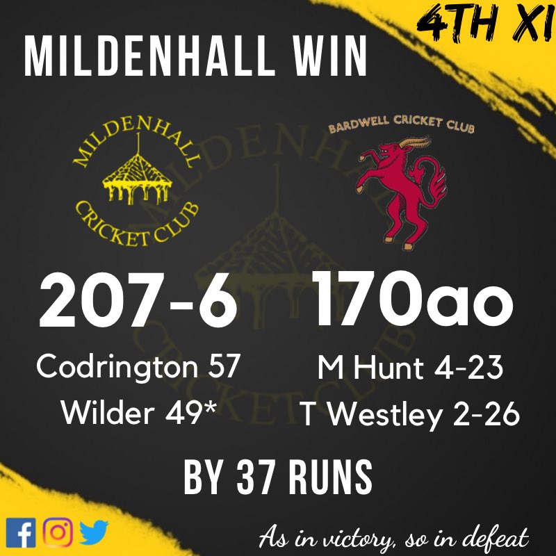 MildenhallCrick's tweet photo. 🏏🏏SATURDAY RESULTS🏏🏏

#5teams1club #MCC #BlackAndYellow https://t.co/XYVaanOCH5