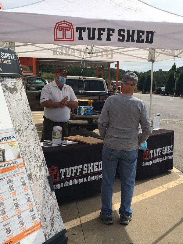 Josh can't even get set up before customers are wanting info regarding sheds! <a href="/Joshua_A_Strom/">Joshua A. Strom</a> <a href="/joshfelkerTHD/">Josh Felker</a> <a href="/THDJohn91/">John Alcorn</a> <a href="/homedepot773/">Tina Corridan</a> <a href="/kernsied/">Donald Kerns</a>  #satlservicesevents