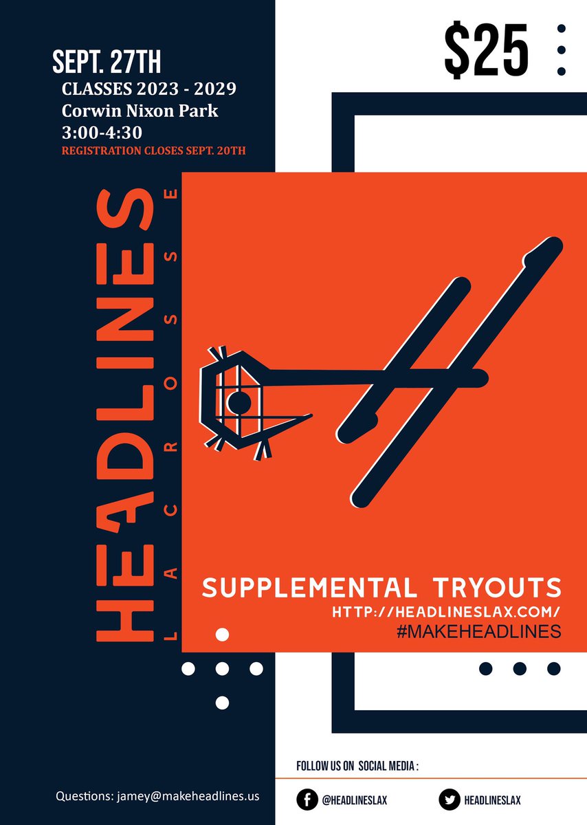 Still looking for a summer home???? Last day to register for supplemental tryouts is tomorrow. #makeheadlines