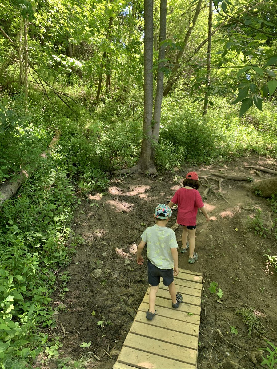 Doris McCarthy trail (Gates Gully). In Scarborough, unassuming entrance off Ravine drive. Once you enter kind of magic. Full trail is 14 km and can get to Bluffers park. We do short version to a sculpture by the water with a great view of the Bluffs.