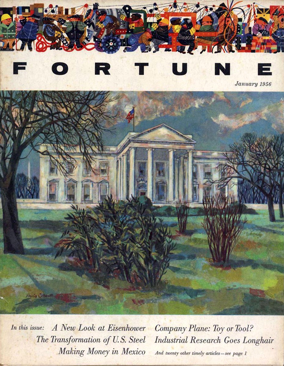 More vintage Fortune Magazine covers. I find it fascinating how art and business coexisted on such a masterful level during this time period. Barry Geller '58, Virginia Cuthbert (J. Snyder banner) '56, J. Snyder (banner) '57, Walter Allner/Snyder banner '56.  #wardsmorguefile