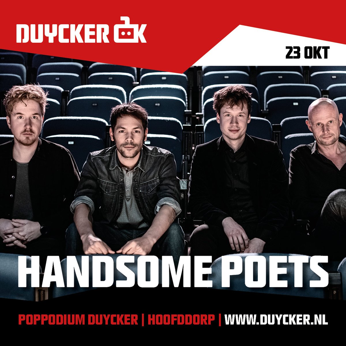 Iedereen kent wel de tune van de Olympische Spelen 2012, ‘Sky on Fire’. De band van deze hit, <a href="/HandsomePoets/">Handsome Poets</a>, ontmoette elkaar toevallig op een boerderij en reist tegenwoordig het hele land door. Het wordt een feestelijke avond op 23 oktober!
Tickets: bit.ly/2Fo9iVv
