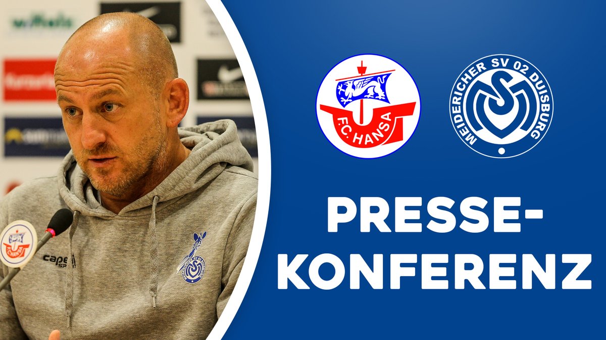 MSVDuisburg's tweet photo. Die Pressekonferenz nach dem Spiel bei @HansaRostock.
📺 https://t.co/UkZJhmxHFA
#Gemeinsam1902 #FCHMSV #3Liga https://t.co/dT538plWo8