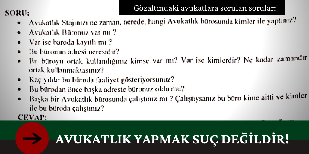 chdgenelmerkez's tweet photo. Avukatlık yapmak suç değildir! 

Mesleki faaliyetleri nedeniyle gözaltına alınan, tutuklanan tüm meslektaşlarımız derhal serbest bırakılmalıdır! 

#SavunmayaGözaltı https://t.co/71JLUwH0Im