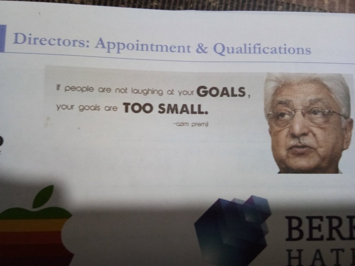 JabirAnsari_'s tweet image. If people are not laughing at your GOALS, 
your goals are TOO SMALL. 

                          -Azim Premji
