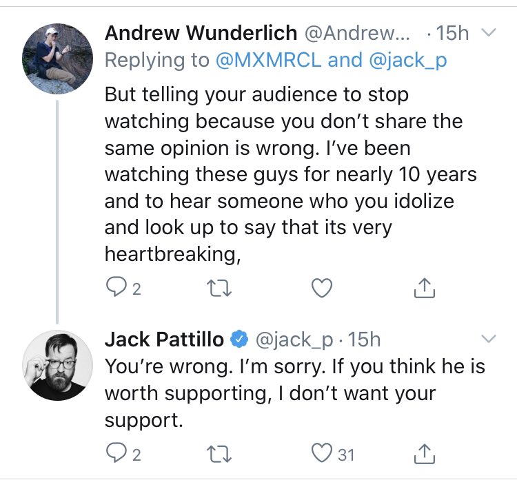 Now we have tweets made by  @jack_p that basically consists of him encouraging people to build echo chambers (which are unhealthy), and attacking people for even slightly disagreeing with him. Jesus Christ this is just sad, pathetic, and stupid.