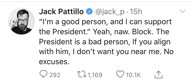 Now we have tweets made by  @jack_p that basically consists of him encouraging people to build echo chambers (which are unhealthy), and attacking people for even slightly disagreeing with him. Jesus Christ this is just sad, pathetic, and stupid.