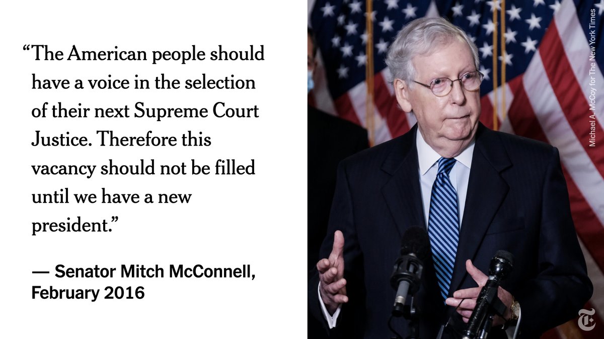 The New York Times on Twitter: "Senator Mitch McConnell said late Friday  that his decision to block President Barack Obama from filling a Supreme  Court vacancy after the death of Justice Antonin