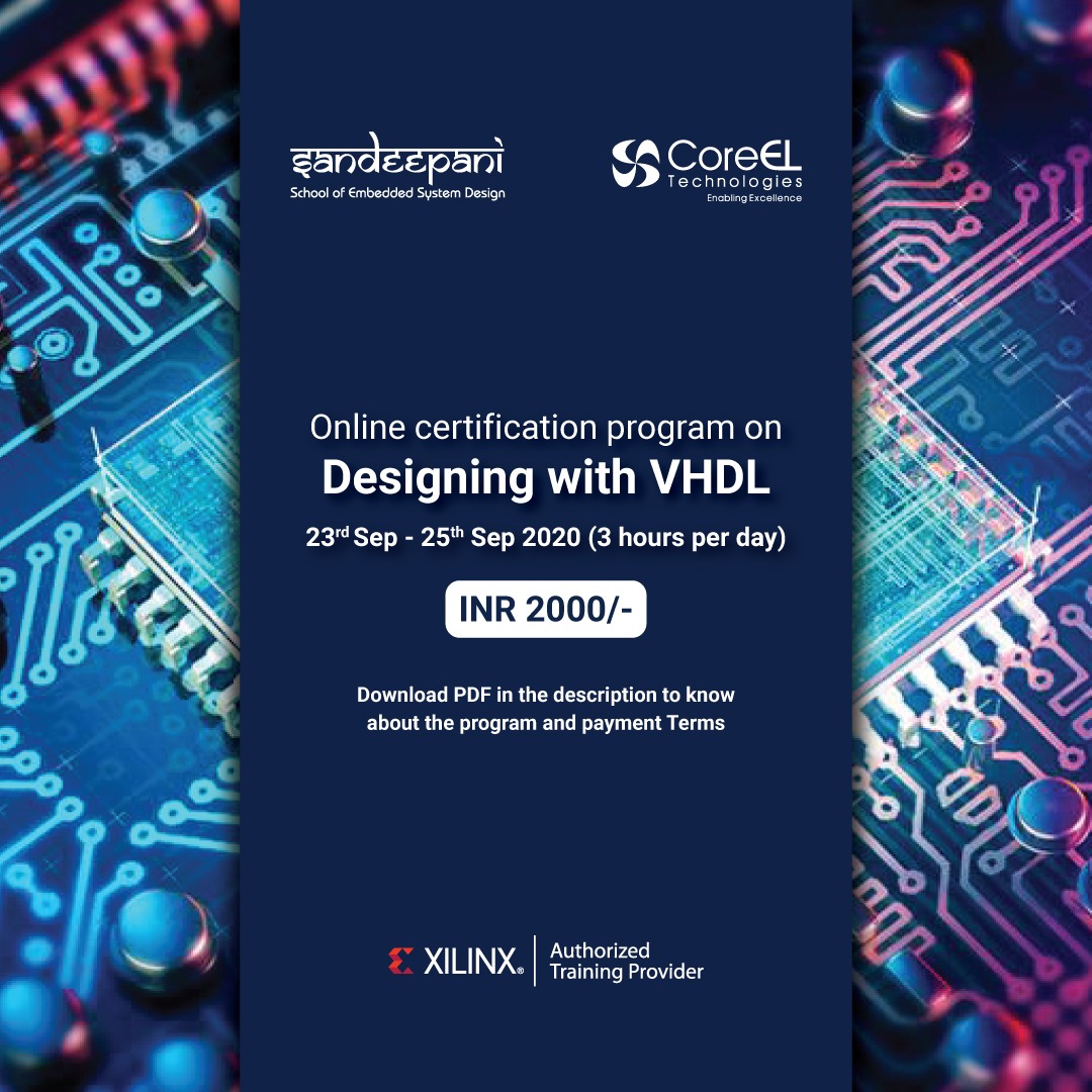 Online Certification Designing with VHDL

Register now- sandeepani-training.com/apply_now.php?…

Click here to download - sandeepani-training.com/download_pdf.p…

#VHDL #HDL #DigitalDesign #Simulation #FrontendDesign #RTL
 #Vitis #AI #Xilinx #AIInference #SoftwareAcceleration #AITraining #OnlineWorkshop