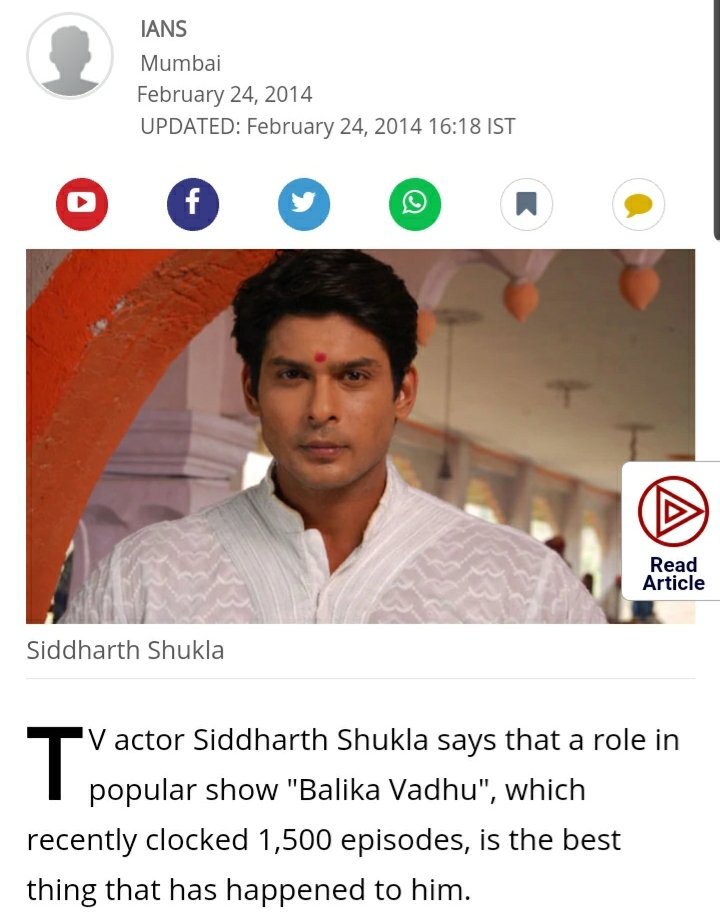 In 2012,  @sidharth_shukla played the character of District Collector, Shivraj Alok Shekhar in Balika Vadhu. The ratings of the show increased after his entry. He also received the "GR8! Performer of the Year (Male)" award at the Indian Television Academy (ITA) Awards. 8/n 