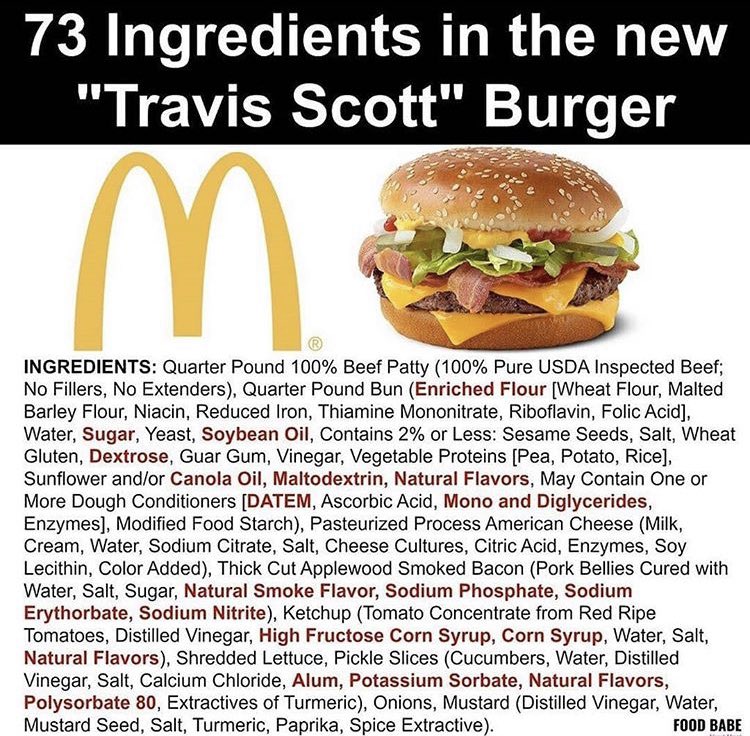 KNOW WHAT YOU ARE PUTTING IN YOUR BODY BEFORE YOU CONSUME IT‼️

#TravisScott #mcdonalds #junkfood