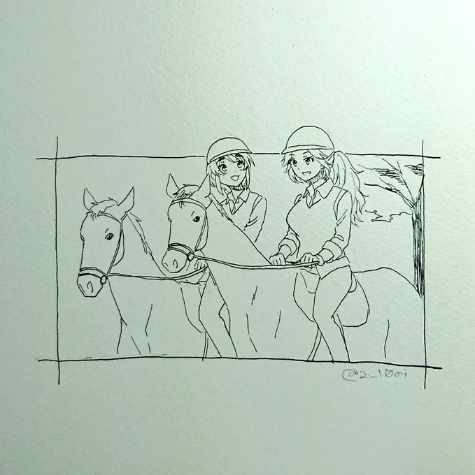 浜川愛結奈さまと乗馬をたのしまれる相原雪乃お嬢さまの図 